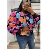 Flower Bomb Long Sleeve Coat Multi pink colors