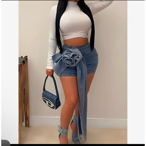 Flower Power Denim Skirt