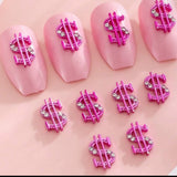 Large Pink Dollar Sign Nail Charm