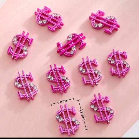 Large Pink Dollar Sign Nail Charm